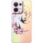 Чохол зі стразами OPPO Reno 8 5G Swallows and Bloom