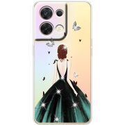 Чохол зі стразами OPPO Reno 8 5G Girl in the green dress
