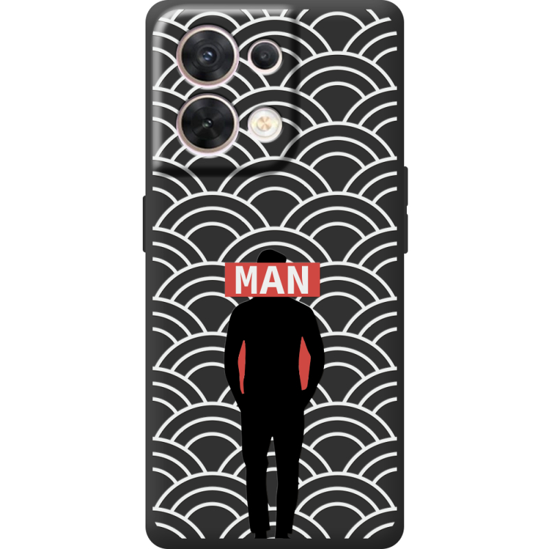 Чорний чохол BoxFace OPPO Reno 8 5G Man Pattern