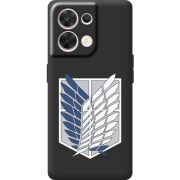 Чорний чохол BoxFace OPPO Reno 8 5G Атака Титанов Крылья Свободы