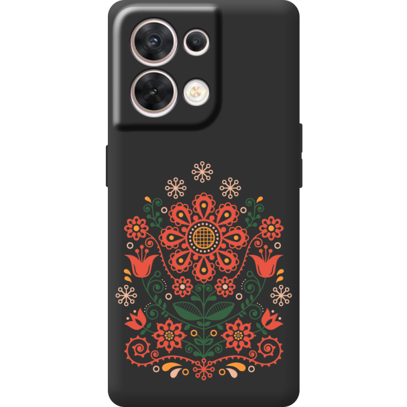 Чорний чохол BoxFace OPPO Reno 8 5G Ukrainian Ornament