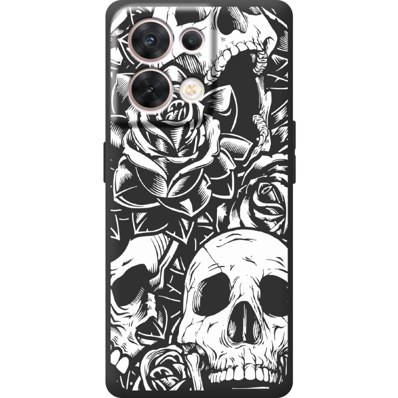 Чорний чохол BoxFace OPPO Reno 8 5G Skull and Roses