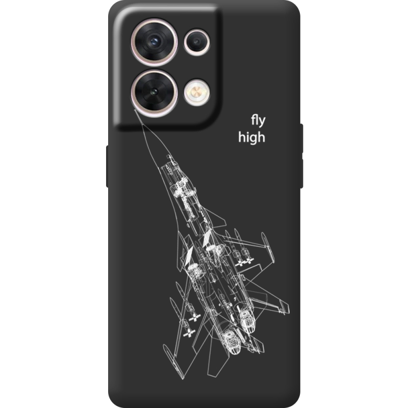 Чорний чохол BoxFace OPPO Reno 8 5G Військовий літак