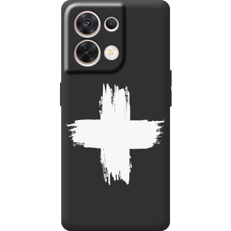 Чорний чохол BoxFace OPPO Reno 8 5G Білий хрест ЗСУ