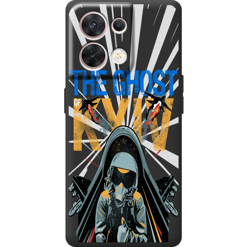 Чорний чохол BoxFace OPPO Reno 8 5G Привид Києва в дії