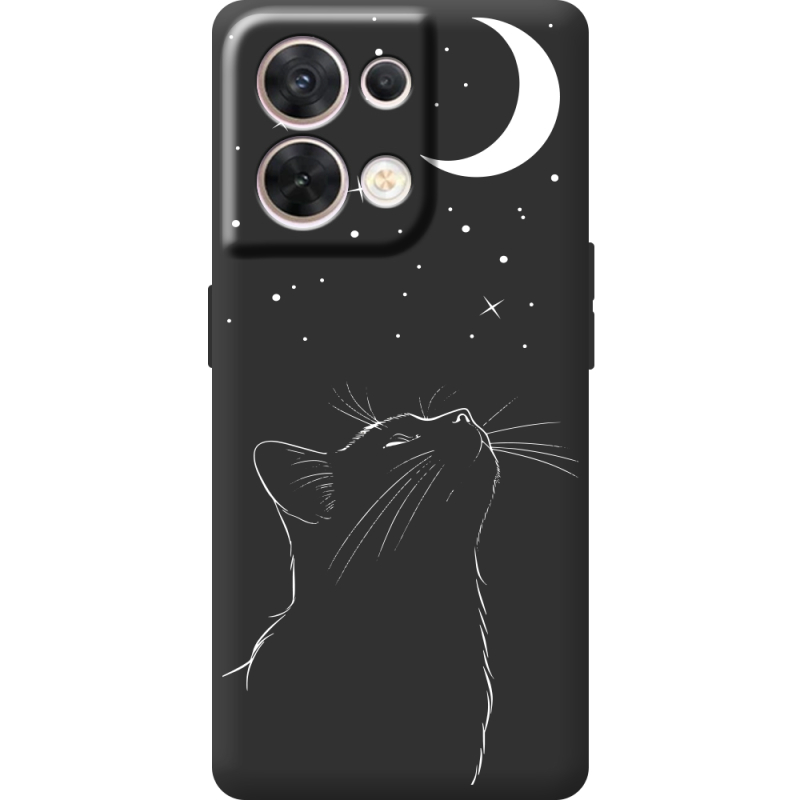 Чорний чохол BoxFace OPPO Reno 8 5G Місячний кіт