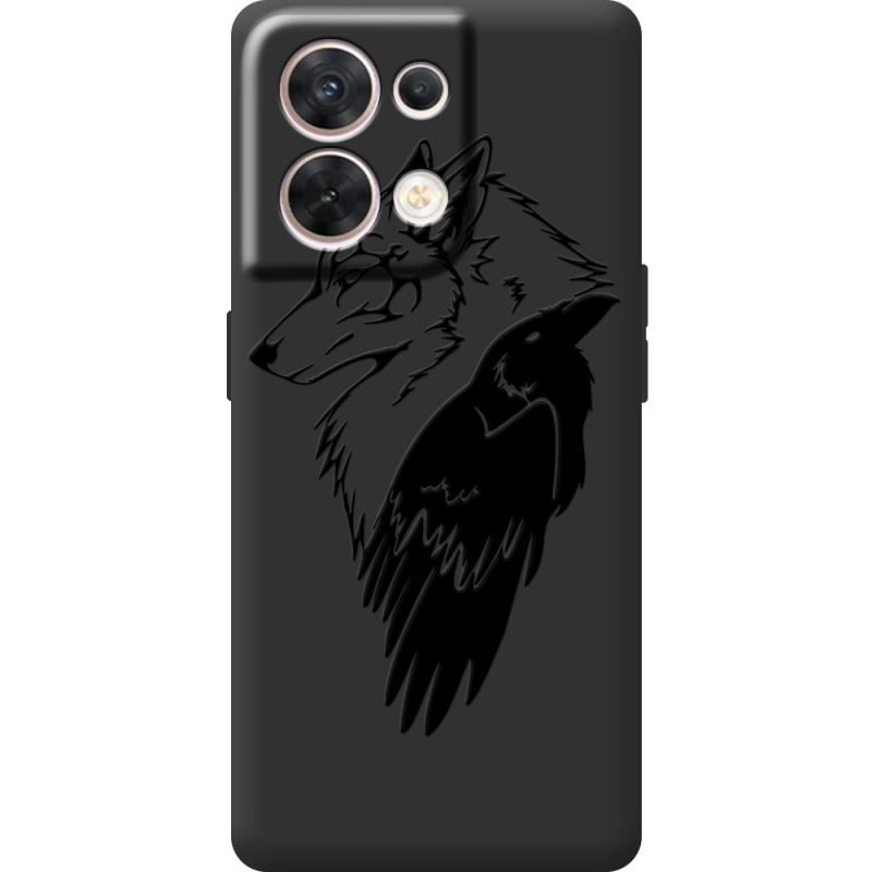 Чорний чохол BoxFace OPPO Reno 8 5G Wolf and Raven