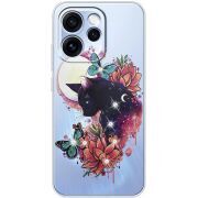 Чохол зі стразами OPPO Reno 15 Pro Cat in Flowers
