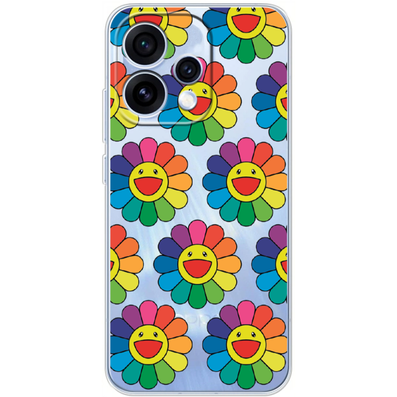 Прозорий чохол BoxFace OPPO Reno 15 Hippie Flowers