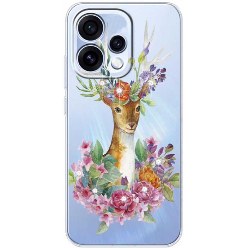 Чохол зі стразами OPPO Reno 15 Deer with flowers