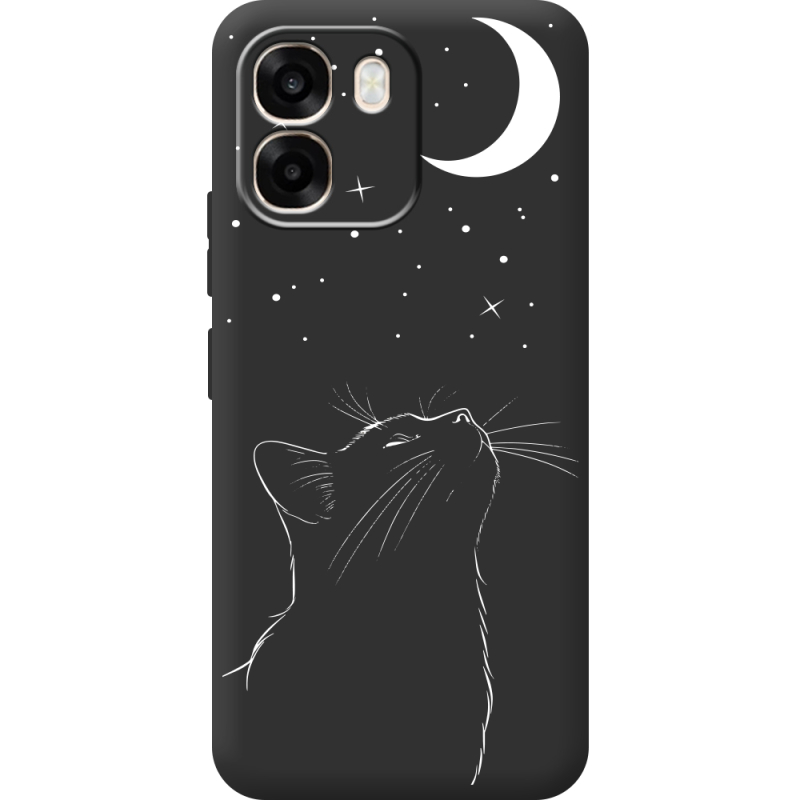 Чорний чохол BoxFace OPPO A6 Місячний кіт