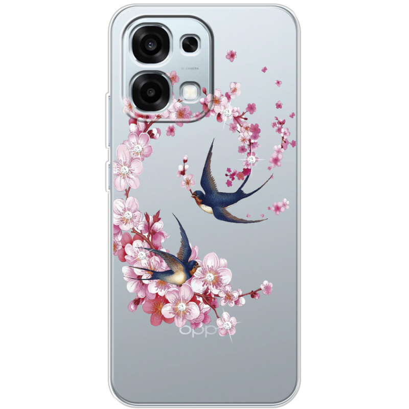 Чохол зі стразами OPPO A6 Pro Swallows and Bloom