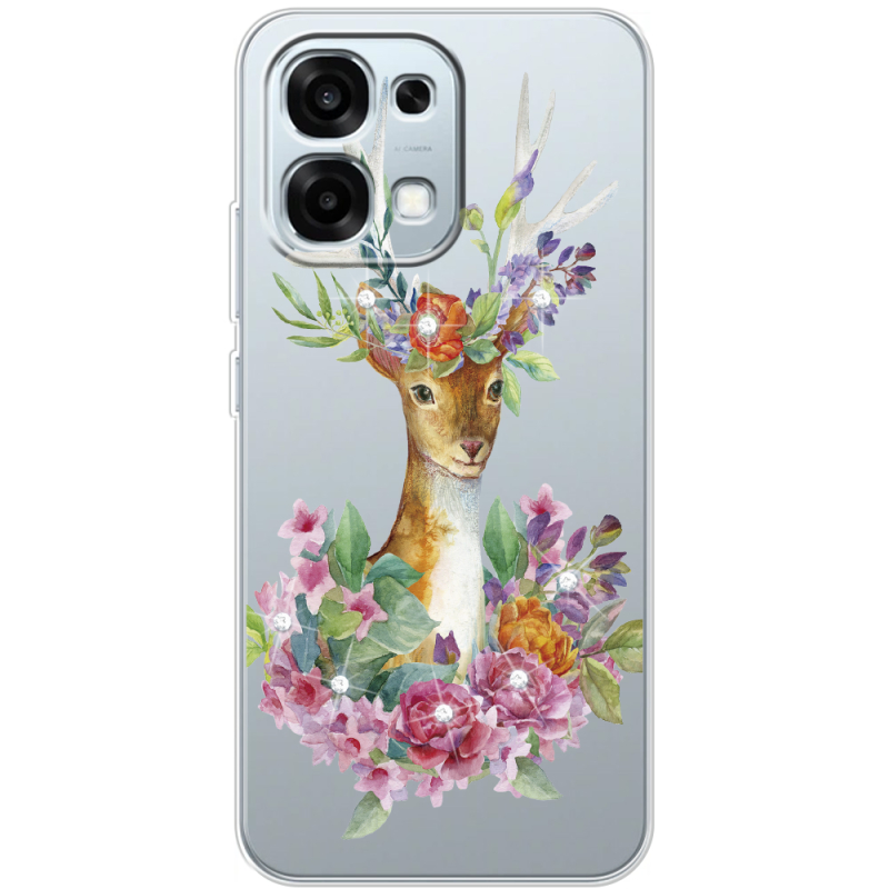 Чохол зі стразами OPPO A6 Pro Deer with flowers