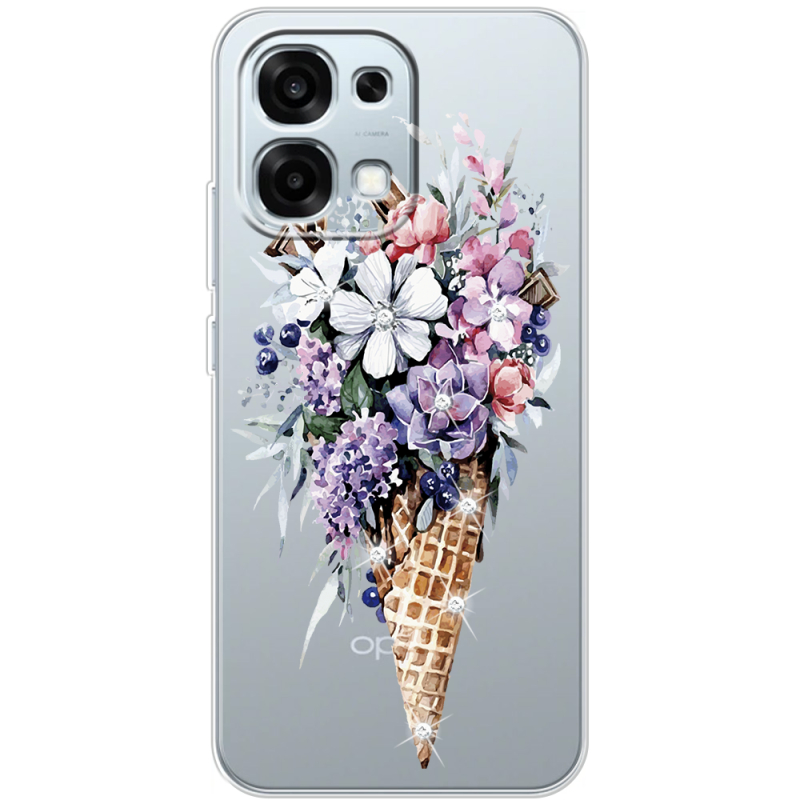 Чохол зі стразами OPPO A6 Pro Ice Cream Flowers