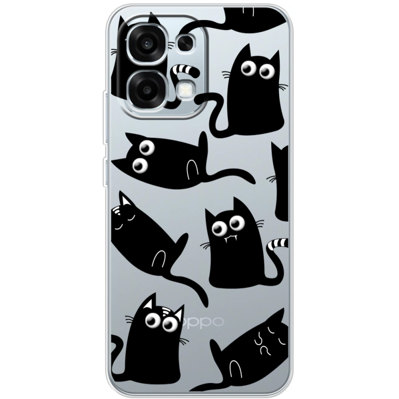 Прозорий чохол BoxFace OPPO A6 Pro с 3D-глазками Black Kitty