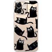 Прозорий чохол BoxFace OPPO A6 с 3D-глазками Black Kitty