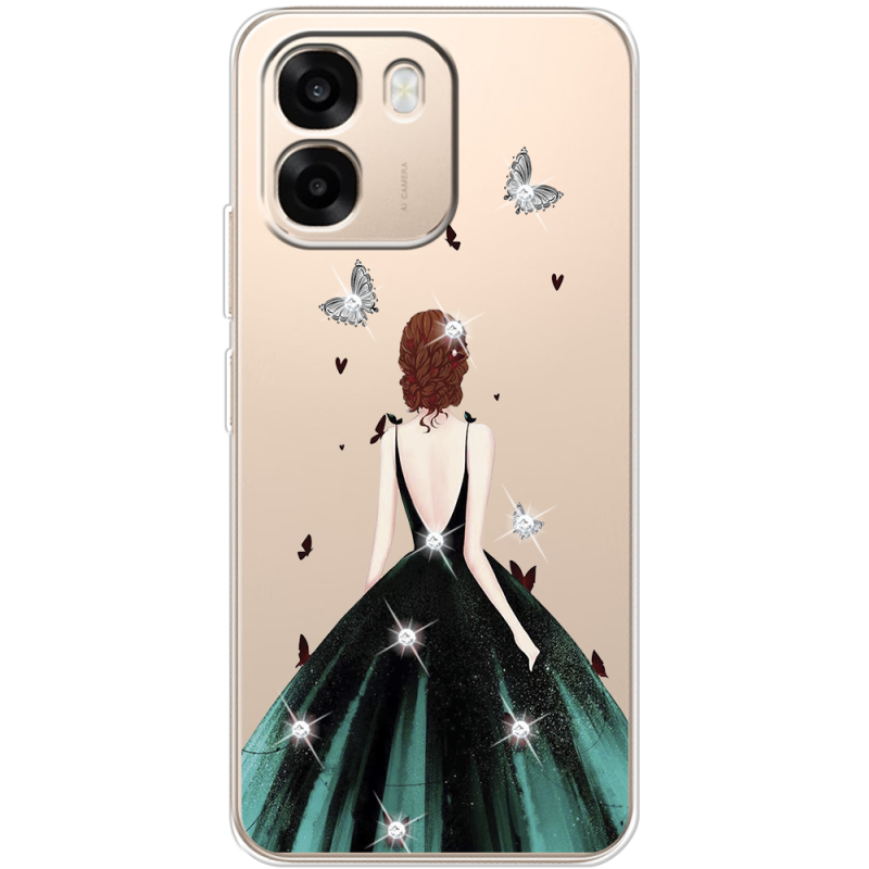 Чохол зі стразами OPPO A6 Girl in the green dress