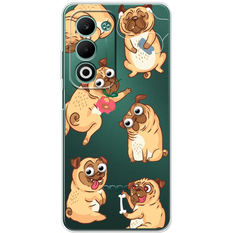 Прозорий чохол BoxFace OPPO A5 с 3D-глазками Pug