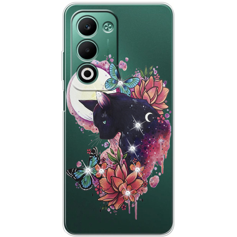 Чохол зі стразами OPPO A5m Cat in Flowers
