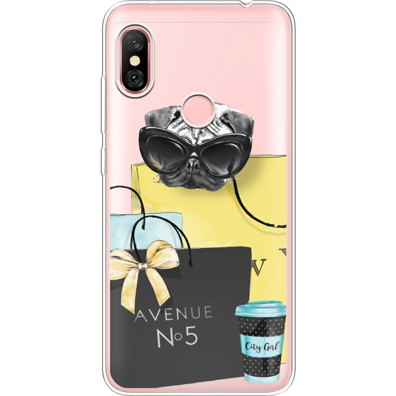 Прозрачный чехол Uprint Xiaomi Redmi Note 6 Pro Fashion Pug