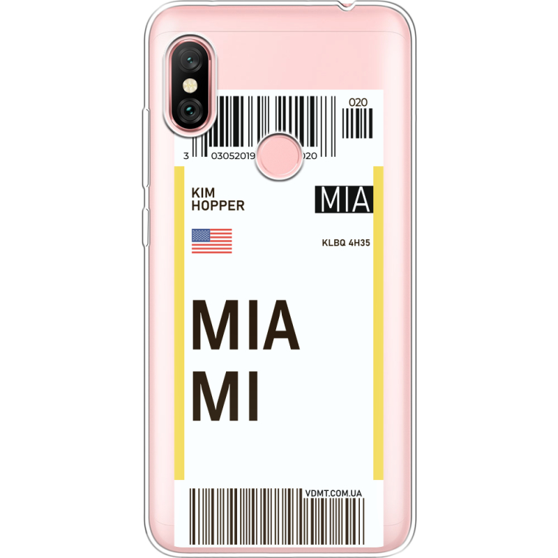 Прозрачный чехол Uprint Xiaomi Redmi Note 6 Pro Ticket Miami