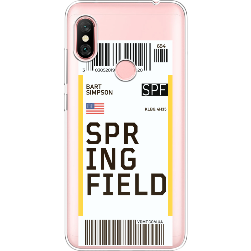 Прозрачный чехол Uprint Xiaomi Redmi Note 6 Pro Ticket Springfield