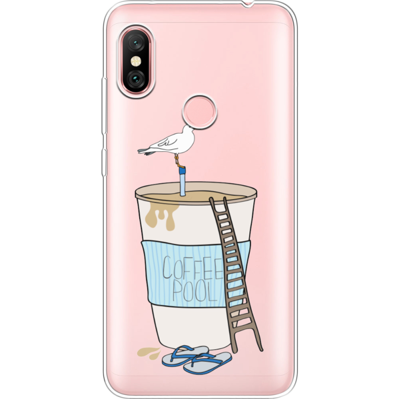 Прозрачный чехол Uprint Xiaomi Redmi Note 6 Pro Segull in Cofee Pool