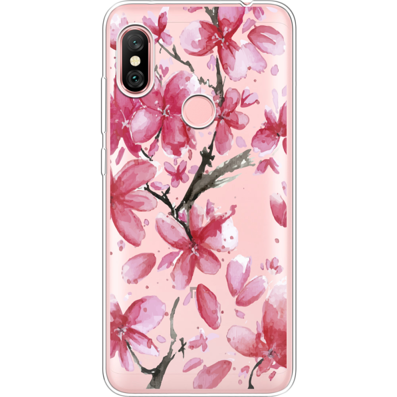 Прозрачный чехол Uprint Xiaomi Redmi Note 6 Pro Pink Magnolia