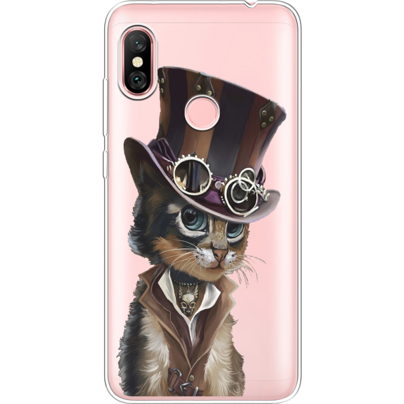 Прозрачный чехол Uprint Xiaomi Redmi Note 6 Pro Steampunk Cat