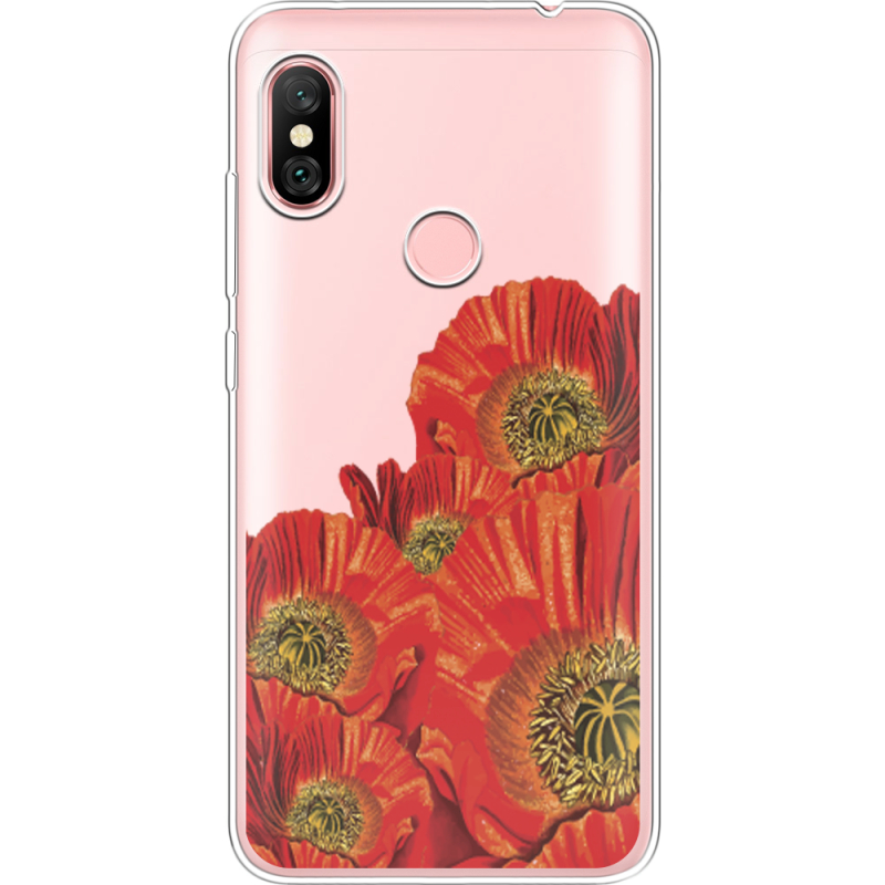 Прозрачный чехол Uprint Xiaomi Redmi Note 6 Pro Red Poppies