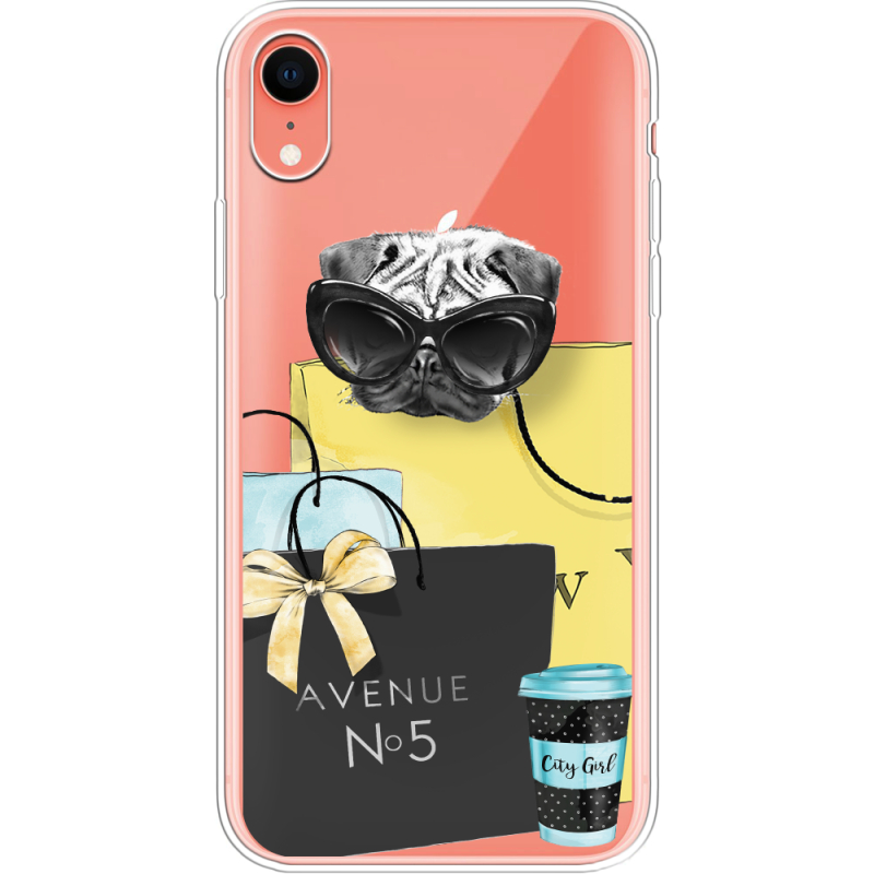 Прозрачный чехол Uprint Apple iPhone XR Fashion Pug