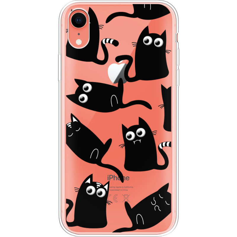 Прозрачный чехол Uprint Apple iPhone XR с 3D-глазками Black Kitty