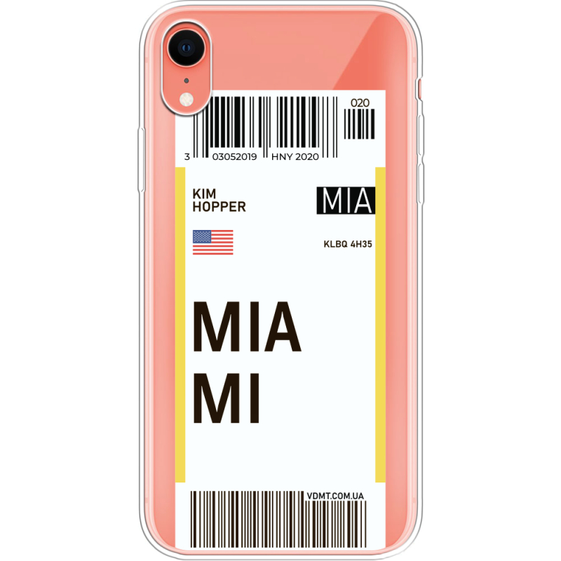 Прозрачный чехол Uprint Apple iPhone XR Ticket Miami