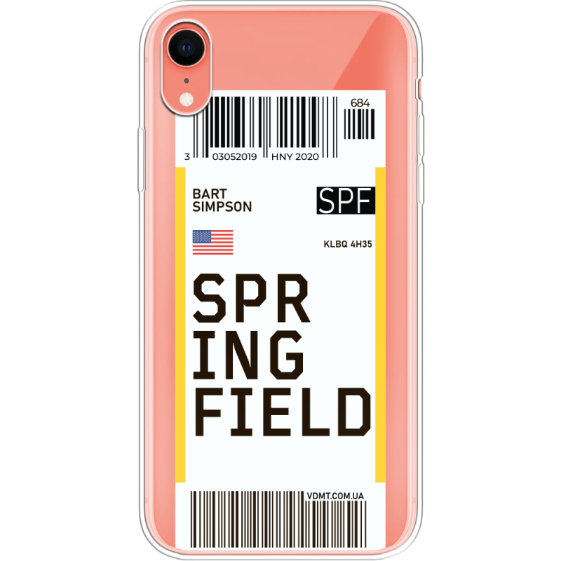 Прозрачный чехол Uprint Apple iPhone XR Ticket Springfield