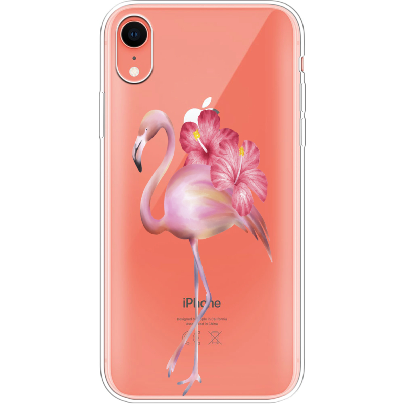 Прозрачный чехол Uprint Apple iPhone XR Floral Flamingo