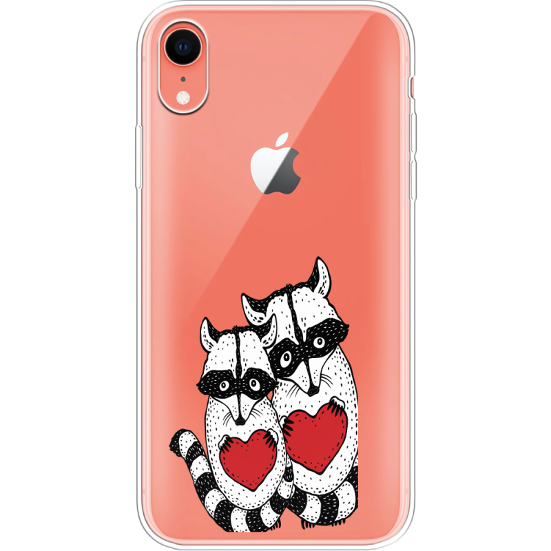 Прозрачный чехол Uprint Apple iPhone XR Raccoons in love