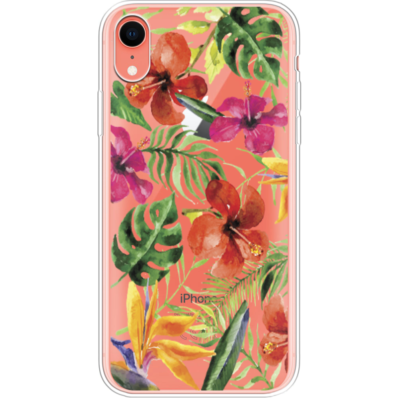 Прозрачный чехол Uprint Apple iPhone XR Tropical Flowers