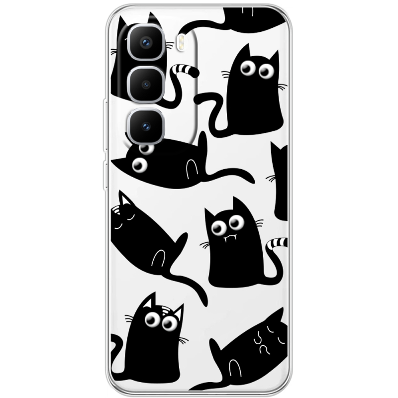 Прозорий чохол BoxFace Infinix Hot 60 Pro Plus с 3D-глазками Black Kitty