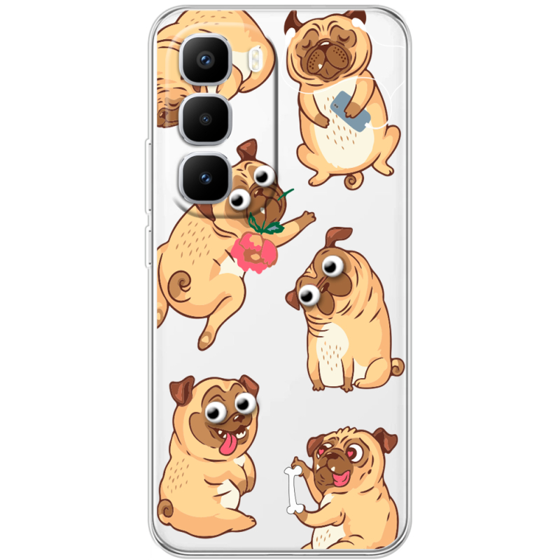 Прозорий чохол BoxFace Infinix Hot 60 Pro Plus с 3D-глазками Pug