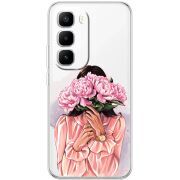 Прозорий чохол BoxFace Infinix Hot 60 Pro Plus Девушка с Пионами