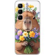 Прозорий чохол BoxFace Infinix Hot 60 Pro Plus Капибара з квітами