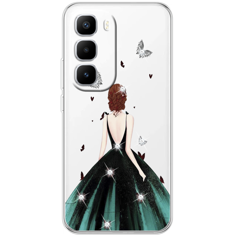 Чохол зі стразами Infinix Hot 60 Pro Plus Girl in the green dress