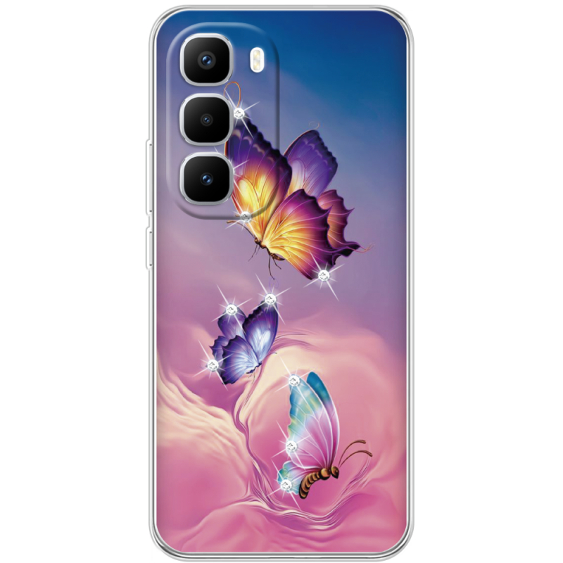 Чохол зі стразами Infinix Hot 60 Pro Plus Butterflies