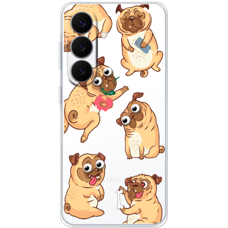Прозорий чохол BoxFace Samsung Galaxy S26 (S942) с 3D-глазками Pug