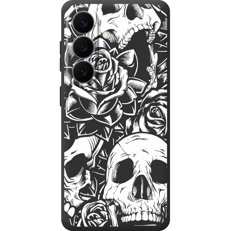 Черный чехол BoxFace Samsung Galaxy S26 (S942) Skull and Roses