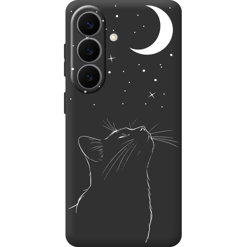 Черный чехол BoxFace Samsung Galaxy S26 (S942) Місячний кіт