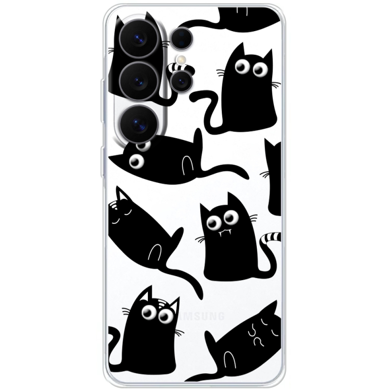 Прозорий чохол BoxFace Samsung Galaxy S26 Ultra (S948) с 3D-глазками Black Kitty