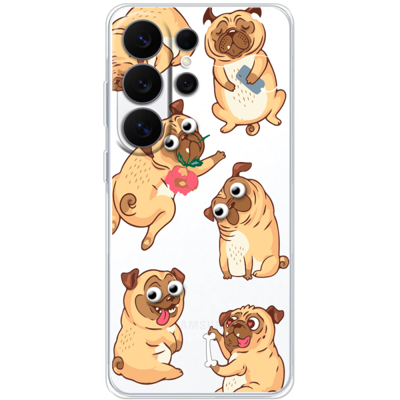 Прозорий чохол BoxFace Samsung Galaxy S26 Ultra (S948) с 3D-глазками Pug