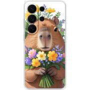 Прозорий чохол BoxFace Samsung Galaxy S26 Ultra (S948) Капибара з квітами