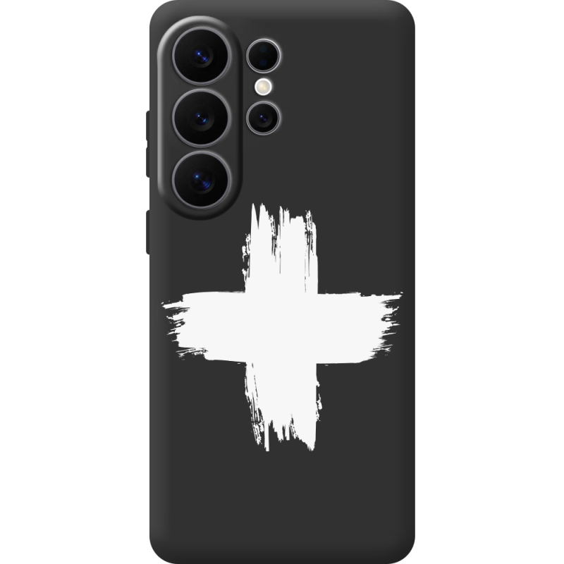 Чорний чохол BoxFace Samsung Galaxy S26 Ultra (S948) Білий хрест ЗСУ